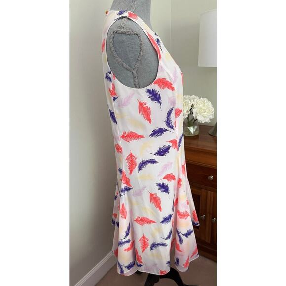 NWOT CeCe Delaney Sleeveless Flounce Hem Feather Print Dress Women's Size 6 - Picture 5 of 12